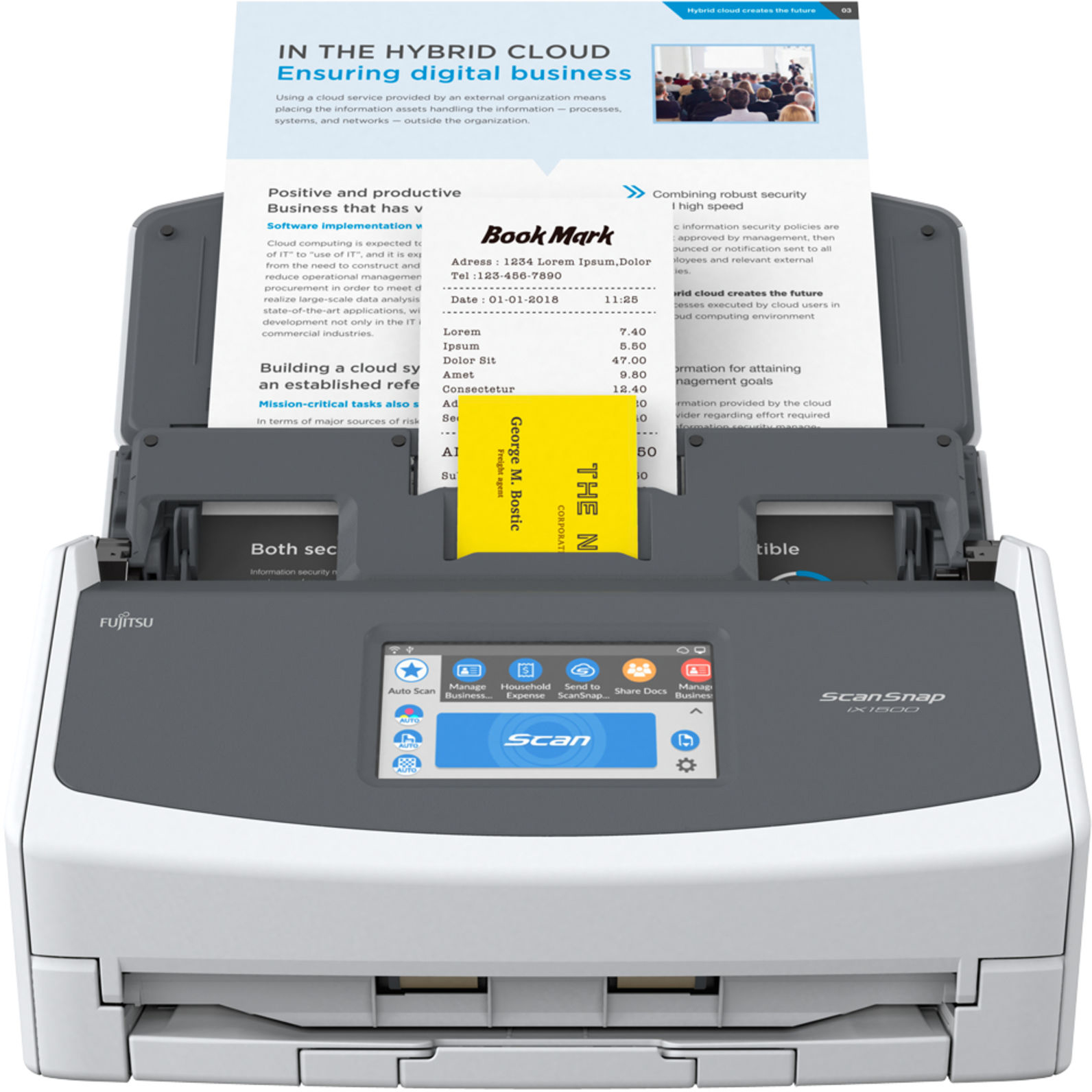 PA03770-B001 Scansnap ix1500, document scanner, a4, duplex, 30 ppm, adf 50, touchscreen, wifi, usb 3.1 Fujitsu 