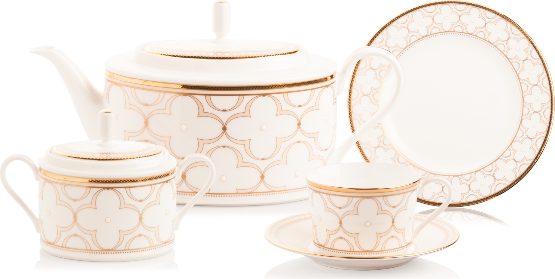 10655076 Noritake Сервиз чайный Noritake "Трефолио,золотой кант" 6/20 Фарфор костяной 