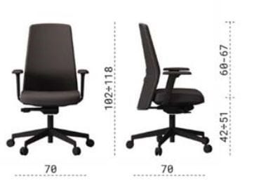 5-спицевое вращающееся офисное кресло с тканевыми колесами Las Mobili обзор ARCH-00038746 - Вид №6