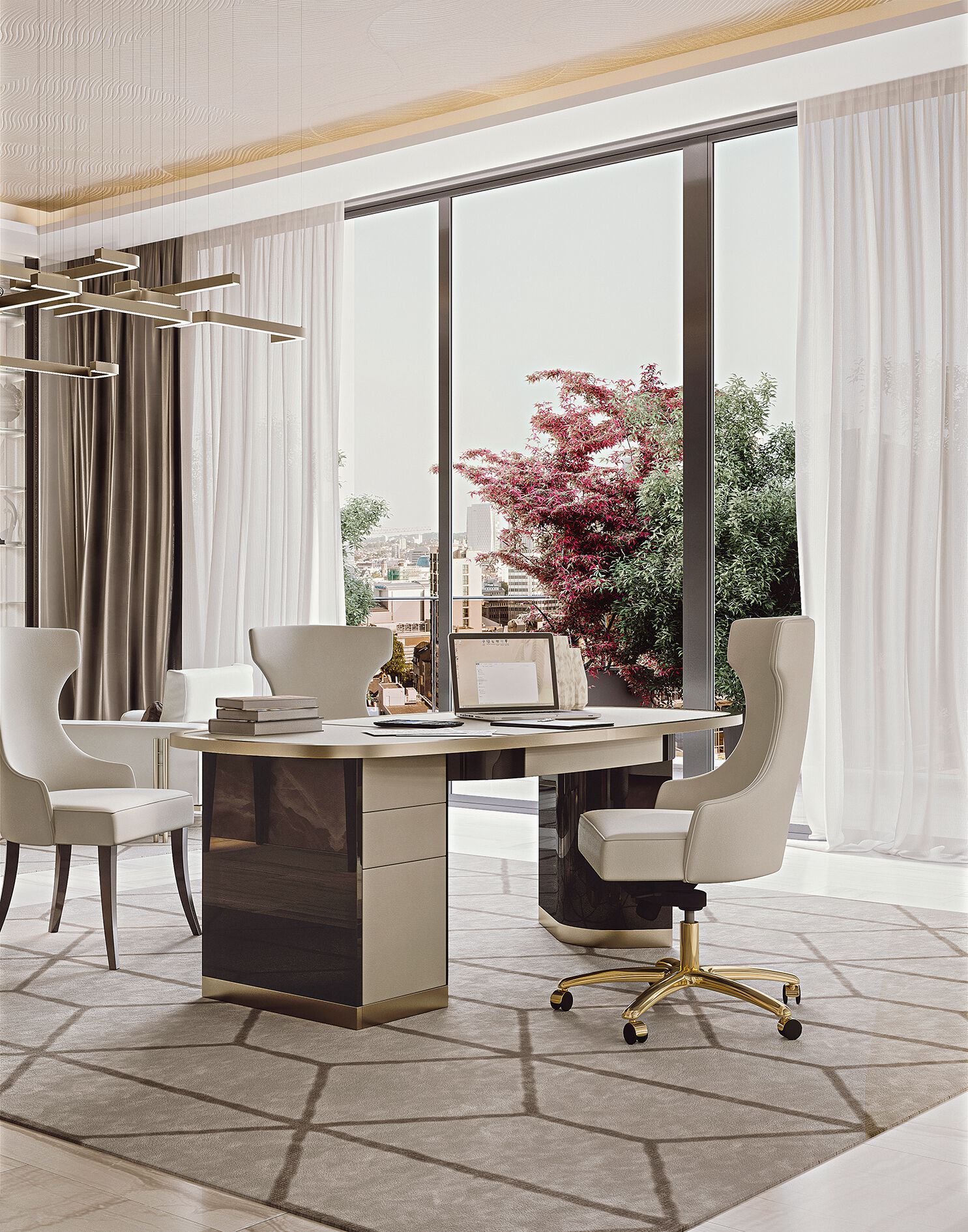 Кожаный поворотный стул с колесами Bizzotto Italia Atmosphera ARCH-00153383 - Вид №2