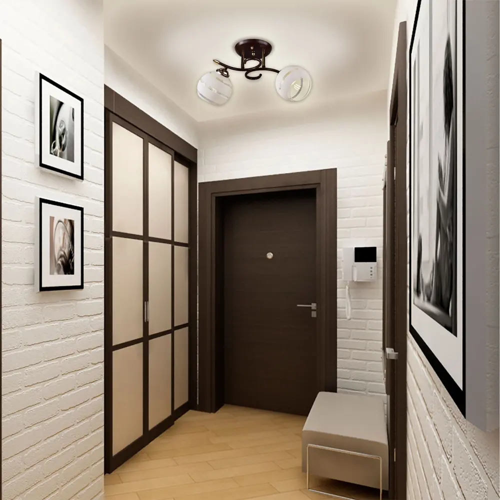 Люстра потолочная «Бруно», 2 лампы, 6 м², цвет коричневый/белый КЛЮЧНИК STLM-2166154 - Вид №1