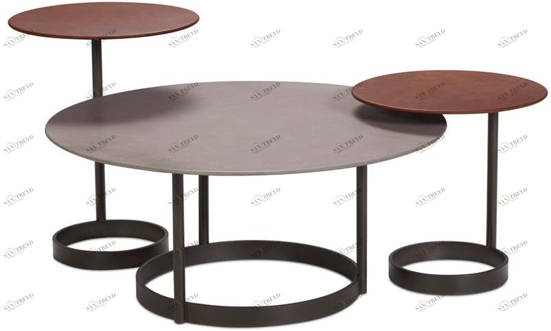 JORI Круглый журнальный столик для гостиной с кожаной столешницей sun-id-1408989