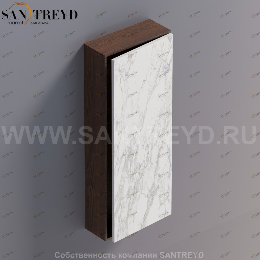 LIFT Модульный шкаф 100 см с правой дверью на доводчиках. Модули могут располагаться горизонтально и вертикально. Отделка: коричневый дуб и белый мрамор. AMOB053MCRUDX Agape