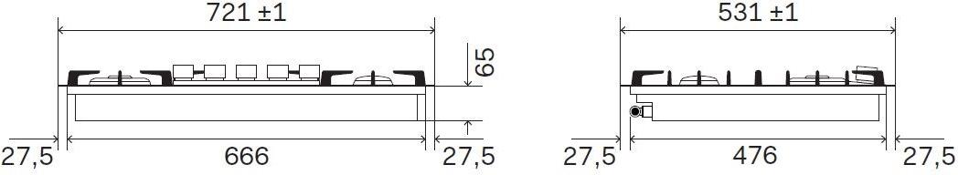 Ilve Газовая плита из нержавеющей стали Professional plus Hpt75d Santreyd  - Вид №1