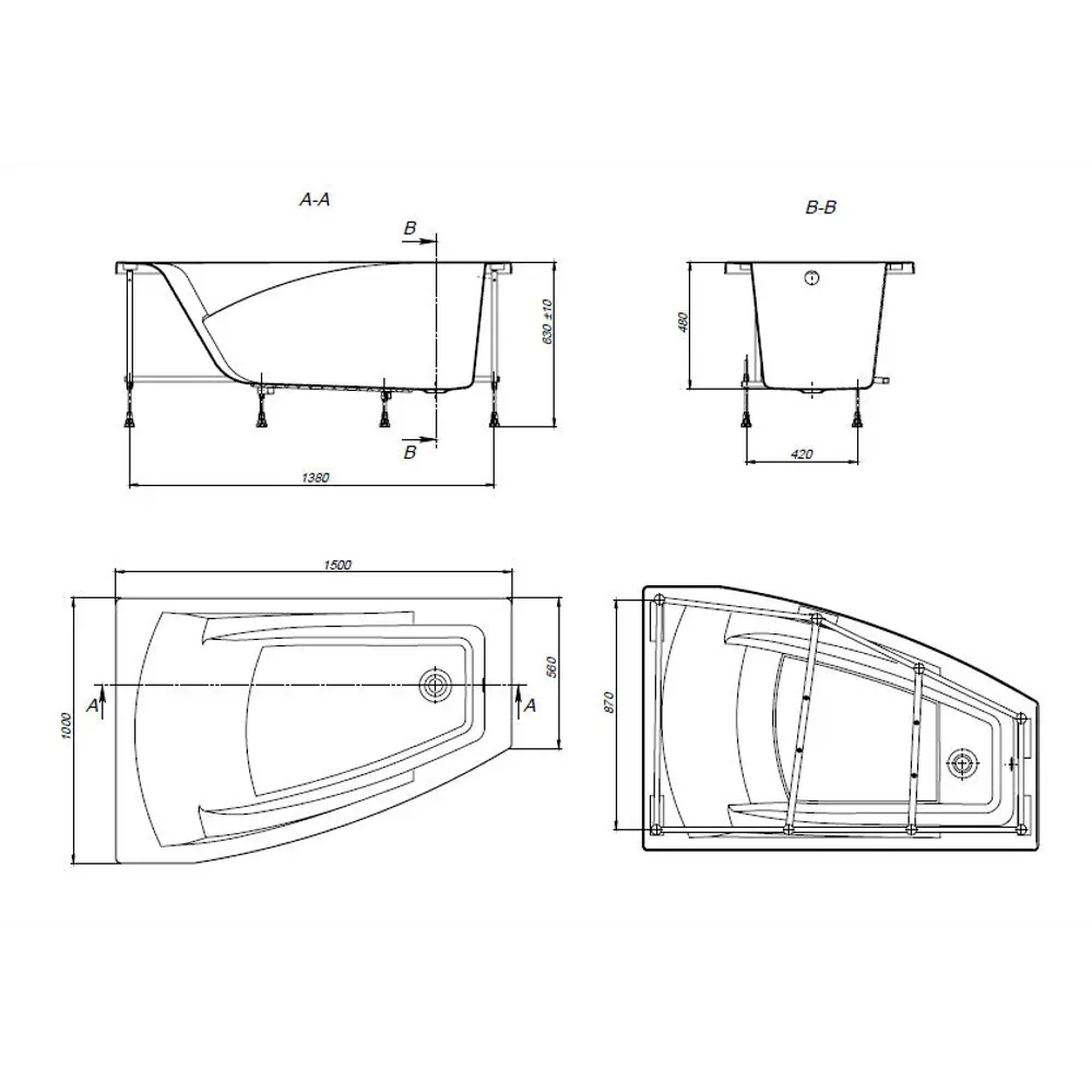 Ванна Roca Hall Angular акрил 150x100 см угловая левая STLM-2128727 - Вид №4