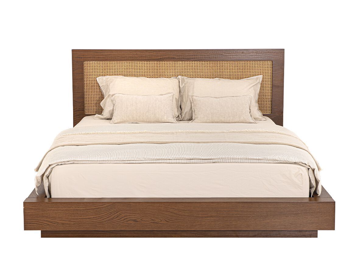 Деревянная и плетеная двуспальная кровать NDESIGN глина ARCH-00078859