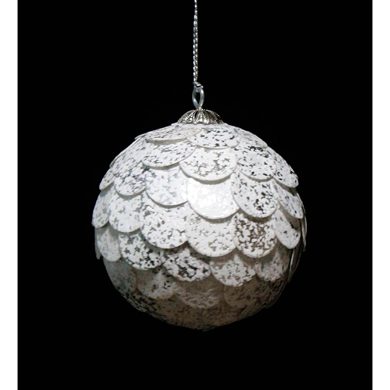 en_ny0072 Шар новогодний декоративный paper ball, серебристый мрамор EnjoyMe  - Вид №2