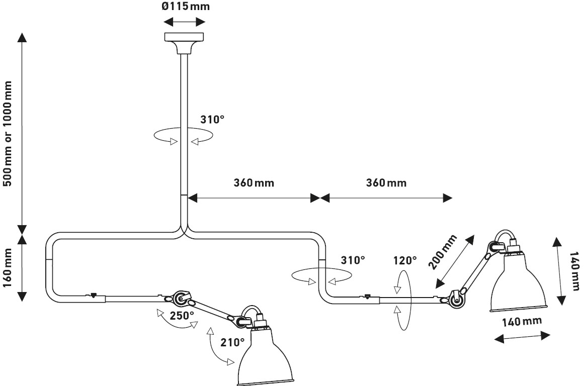 DCW éditions Регулируемый стальной потолочный светильник с гибким кронштейном Lampe gras sun-id-1363999 - Вид №8