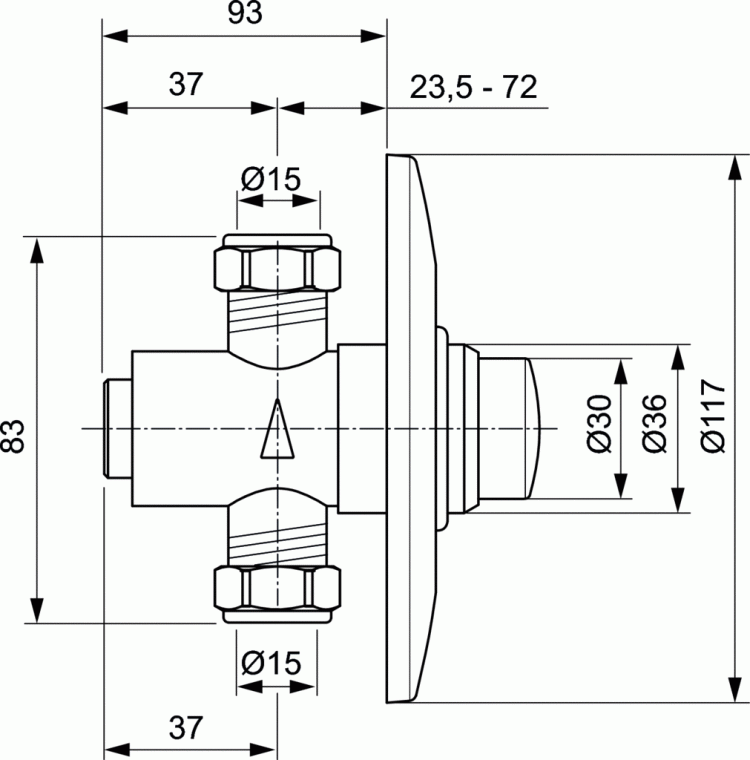 A1332AA Нажимной встраиваемый кран для душа Ideal Standard ALPHA - Вид №1