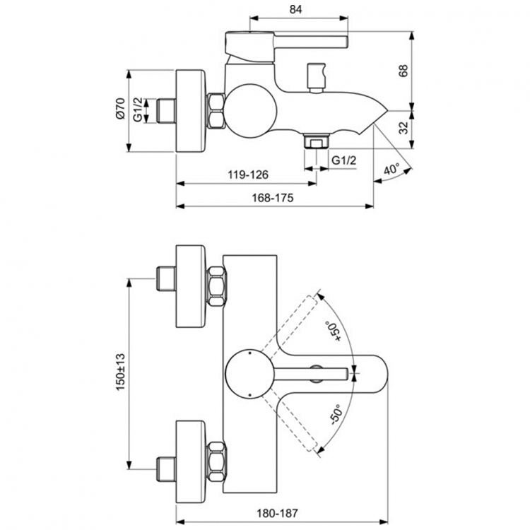 BC199U5 Смеситель для ванны с душем Ideal Standard CERALINE - Вид №3