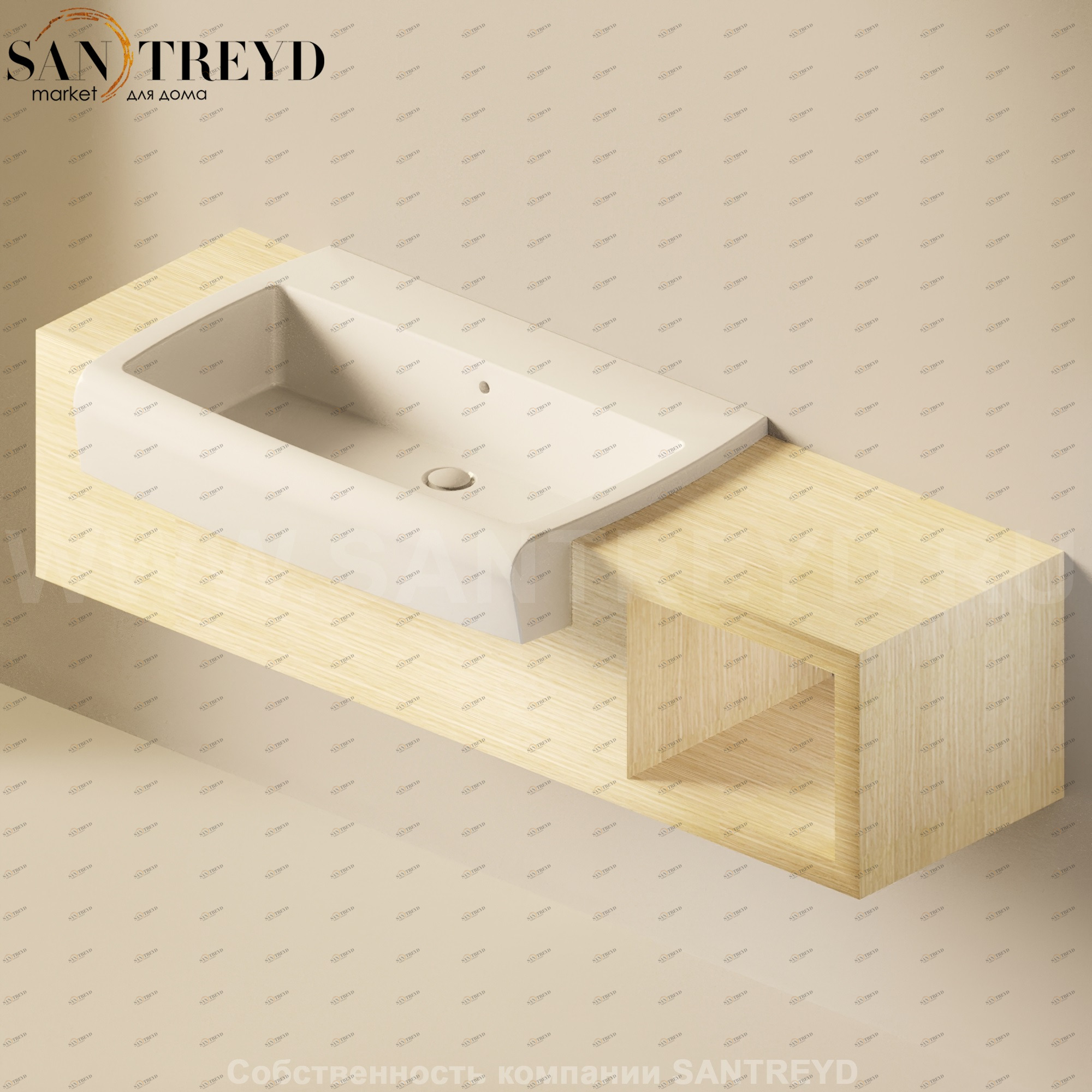 Flaminia UNA Консоль для раковины от 160 до 240 см с местом хранения светлый дуб UNA90V1.WL Ceramica Flaminia UNA90V1WL