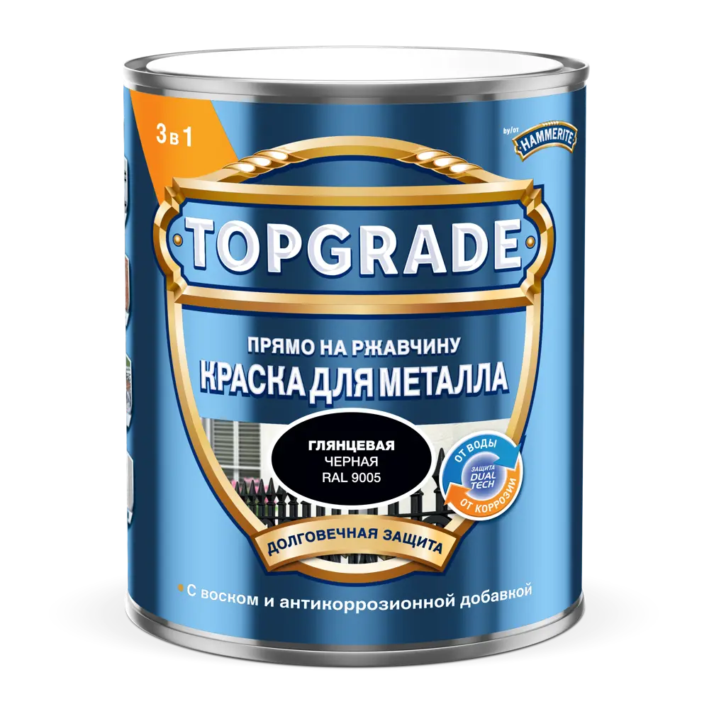 Грунт-эмаль по металлу 3 в 1 Topgrade гладкая цвет черный 0.75 л STLM-2151741 - Вид №1