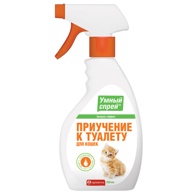 Т0056296 Умный спрей Приучение к туалету для кошек, 200мл Apicenna 