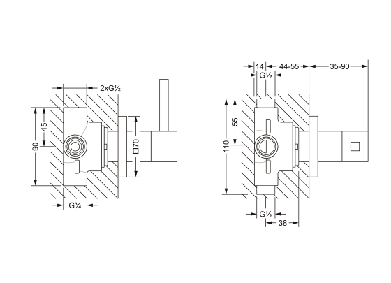 Переключающий вентиль на три положения ½", внешняя часть JOERGER Empire Royal 626.40.650.000 - Вид №1