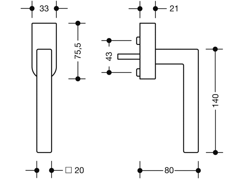 100XAFGA.1 оконная ручка HEWI Beschläge für Fenster  - Вид №3