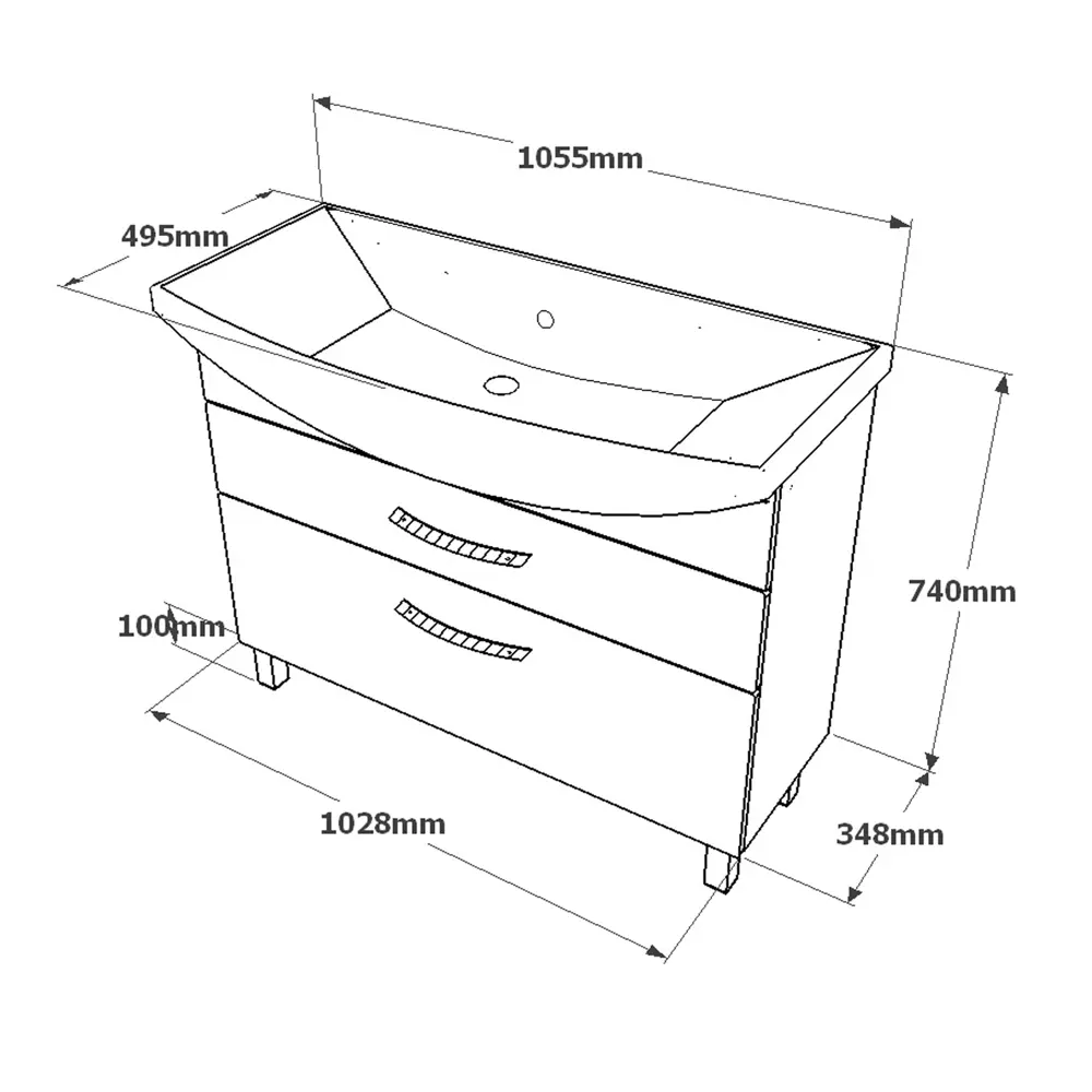 Тумба под раковину напольная Wave 105 см VIGO STLM-2079778 - Вид №5