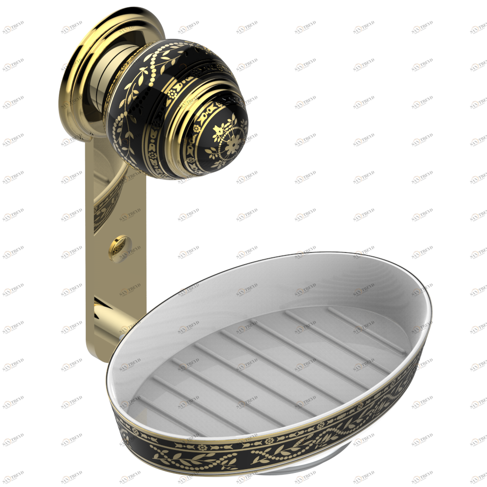 A7F-500B Мыльница настенная фарфоровая Thg-paris Marquise чёрный с золотым декором Хром/золото A7F-500B CAT.A