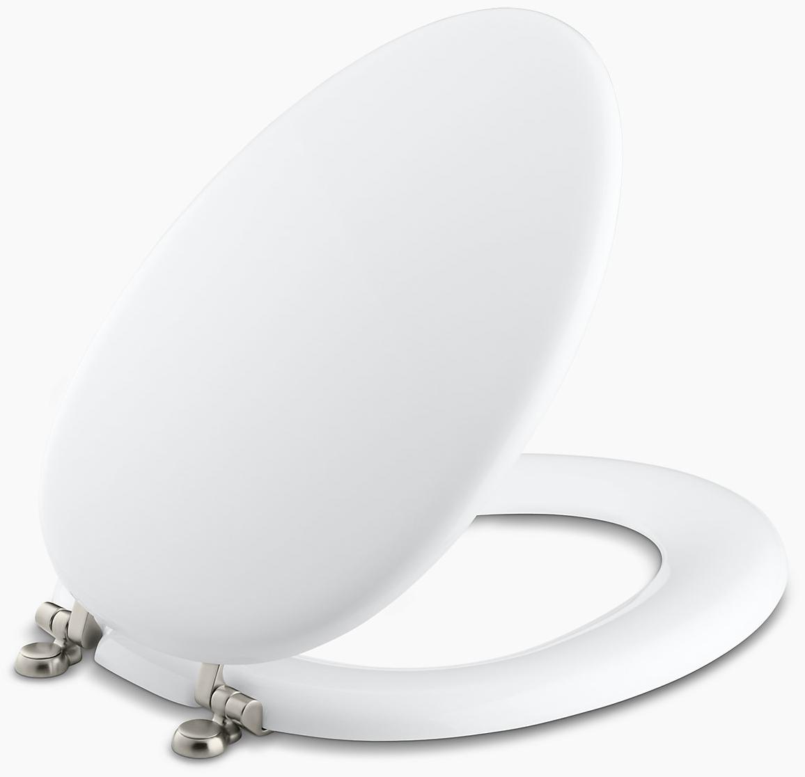 KOHLER Удлиненное сиденье для унитаза Kathryn с петлями Vibrant Brushed Nickel K-4701-BN-7  - Вид №1