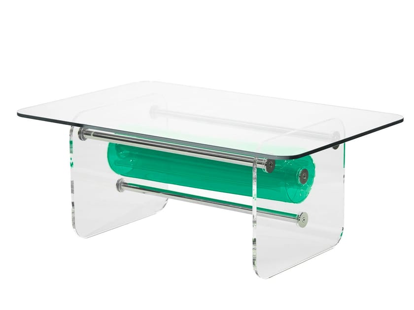Прямоугольный журнальный столик из ПММА и стекла KUUMO COFFEE TABLE MW GREEN ARCH-00143189