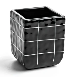 Стакан для зубных щёток Irony в клетку цвет чёрный