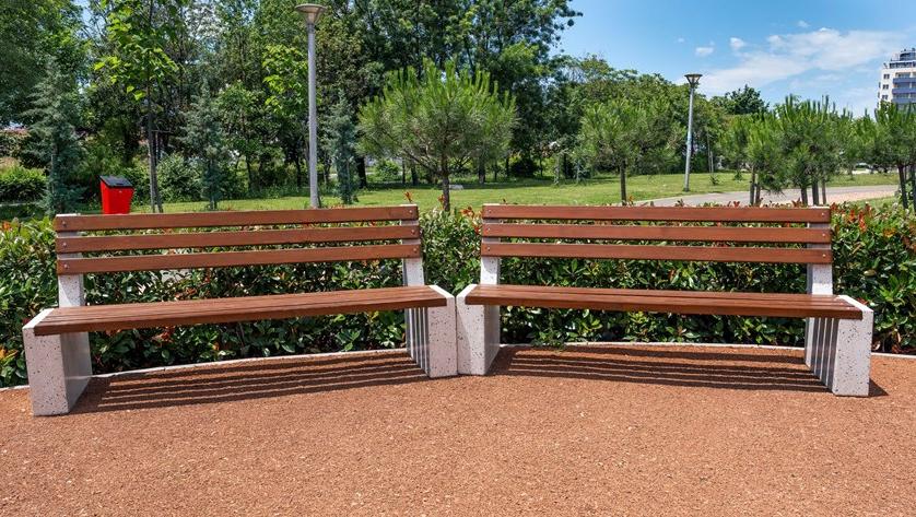 ENCHO ENCHEV - ETE Скамейка из бетона и дерева со спинкой  237  - Вид №3