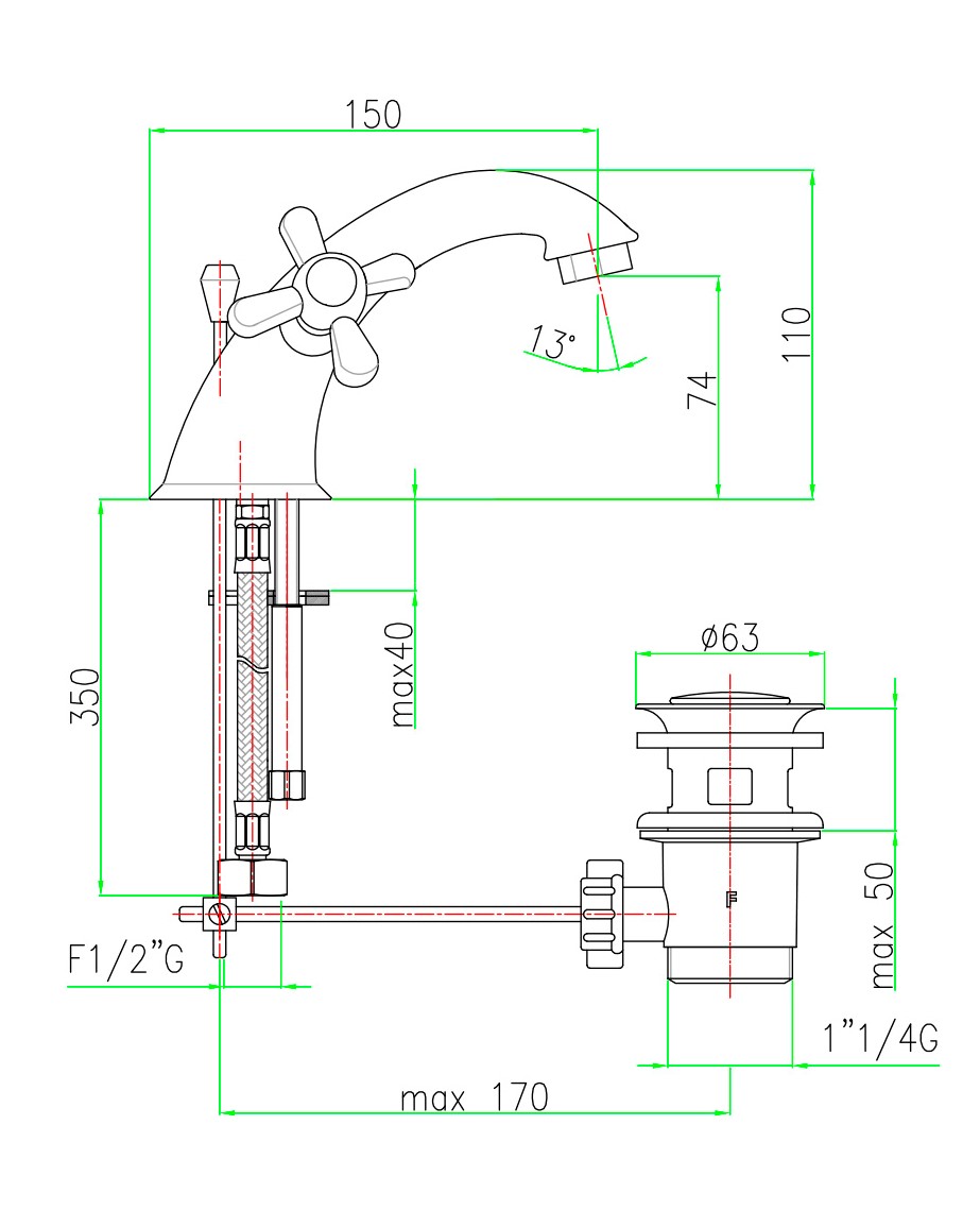 AM700108065 Смеситель для раковины Webert Armony - Вид №3