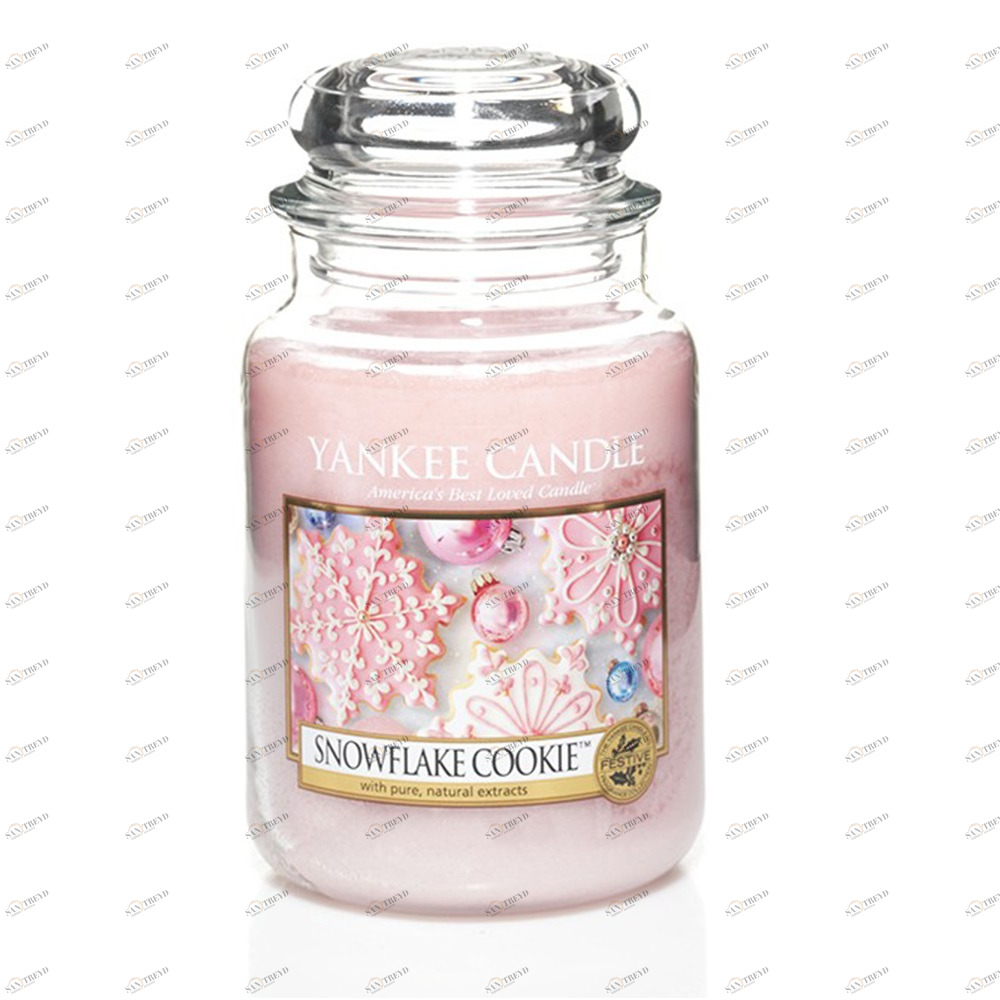 Свеча большая в стеклянной банке "Печенье с глазурью" Snowflake cookie 623 гр 110-150 часов YANKEE CANDLE  267850 Розовый 