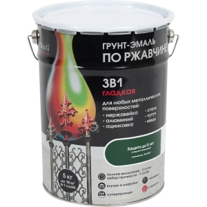 Грунт эмаль по ржавчине 3 в 1 гладкая Dali Special цвет зеленый мох 5 кг