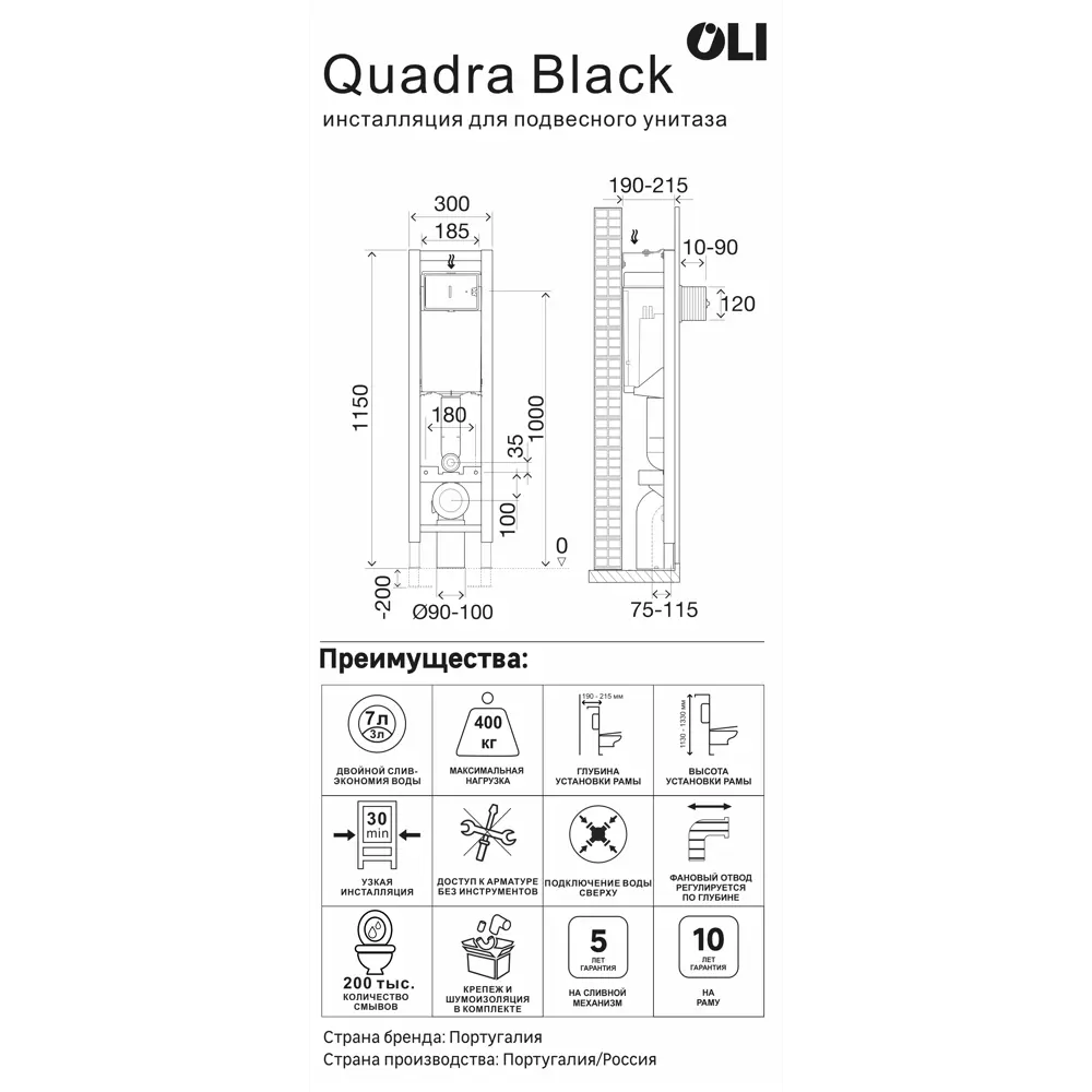Комплект инсталляции Oli Quadra с безободковым унитазом Moneron STLM-2056745 - Вид №3
