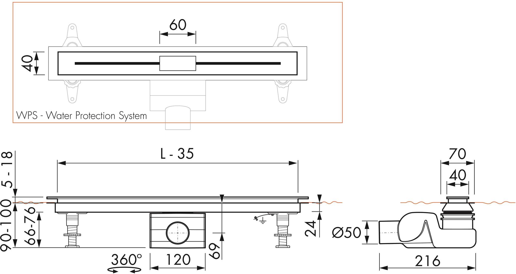 ESS Easy Drain Трап для душа из нержавеющей стали Nano sun-id-1434254 - Вид №1