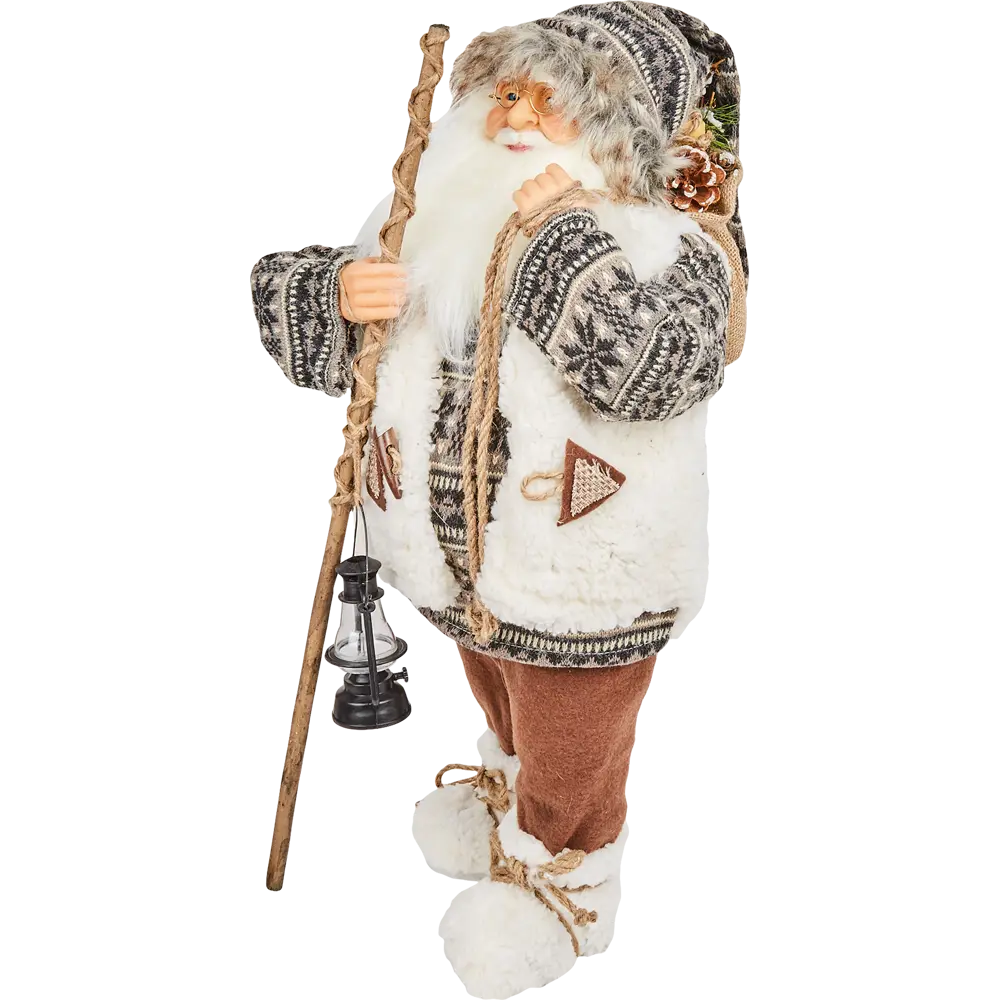 Фигурка декоративная «Дед Мороз с фонарем», 60 см, пластик, цвет бежевы/серебристый RELANCE STLM-2043921 - Вид №1