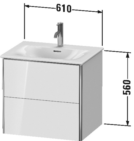 XS432203838 Тумбочка подвесная XSquare #XS4322 610 x 478 мм Доломитово-серый глянцевый лак Duravit - Вид №1