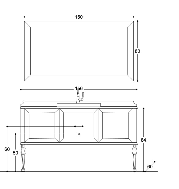 Напольный умывальник с зеркалом Gaia Mobili Classic ARCH-00129385 - Вид №4