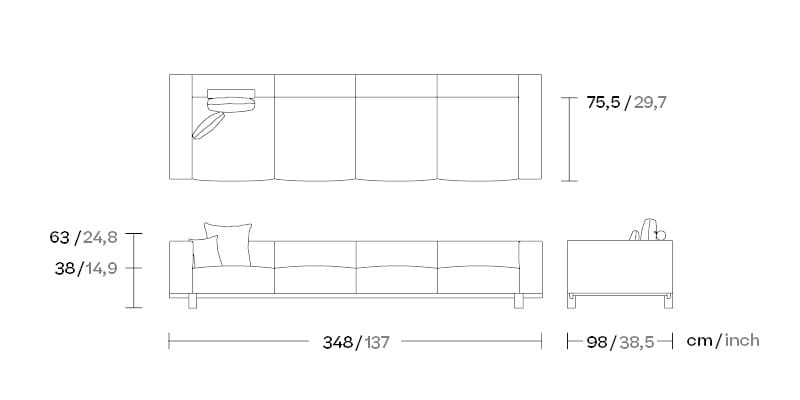 4-местный тканевый садовый диван Kettal Molo ARCH-00056892 - Вид №2