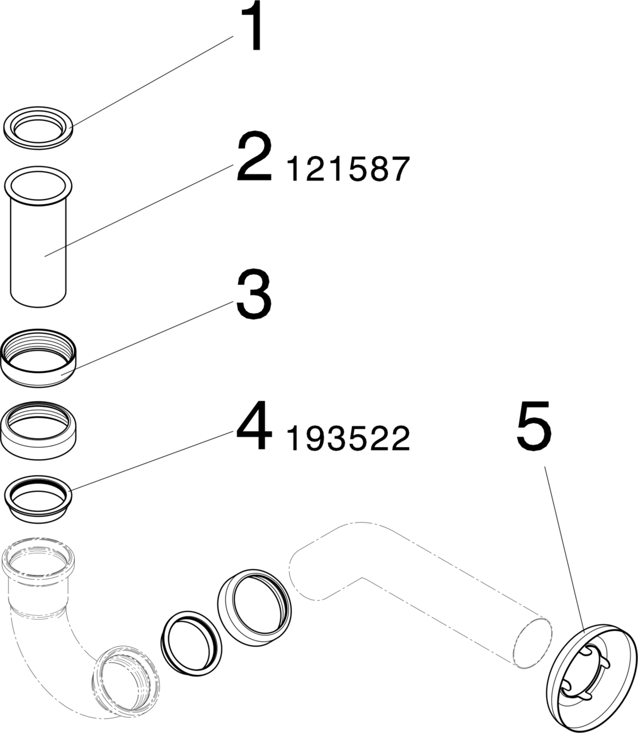 Канализационная арматура  Сифоны для умывальников и биде  Трапы для биде VIEGA 124 663 Модель 5535 Santreyd  - Вид №3