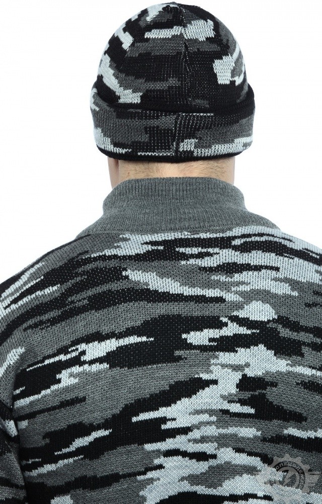 58786 Шапка вязаная камуфляж серая  Головные уборы  размер Спецодежда  - Вид №4
