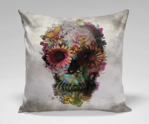 Подушка Flower Skull by Ali Gulec ICON DESIGNE РИСУНОК, ЛИЦА 119862 Белый