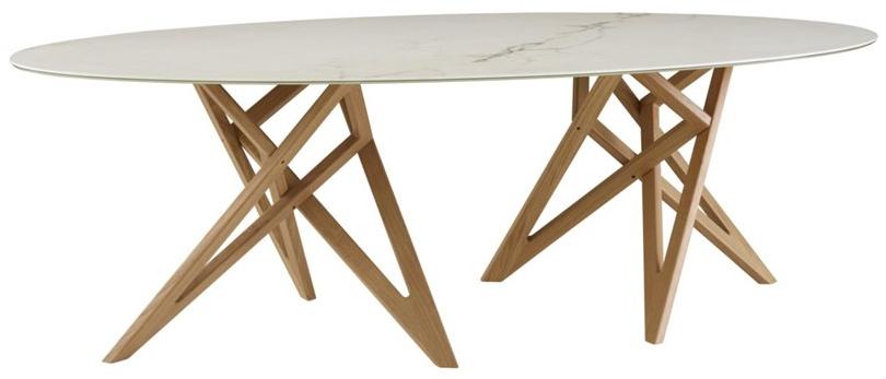 Ligne Roset Овальный стол со столешницей из керамогранита под мрамор  0m50ft5c-0m50ft5s  - Вид №1