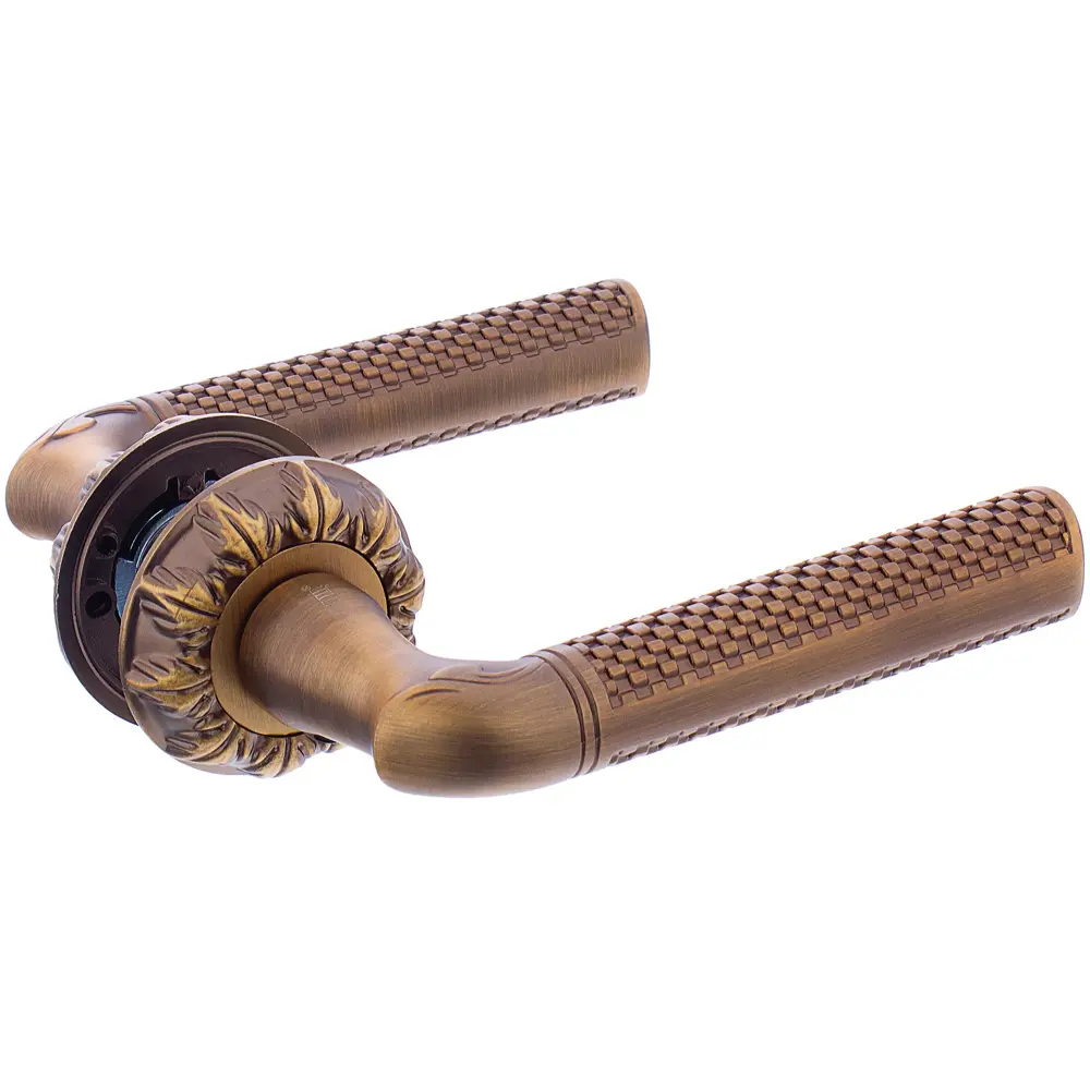 Ручки дверные на розетке Renz Леон, ЦАМ, цвет кофе STLM-2087168 - Вид №1