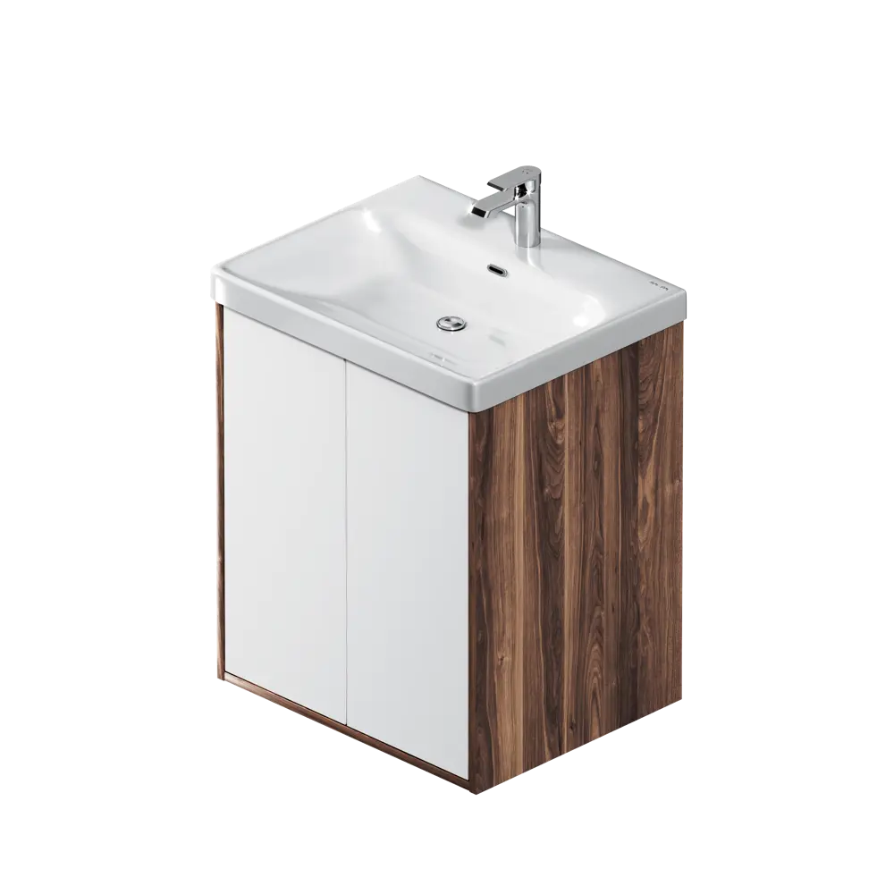 Тумба AM.PM Stern для ванной с раковиной, белый/орех 60 см 89430349 STLM-1574014