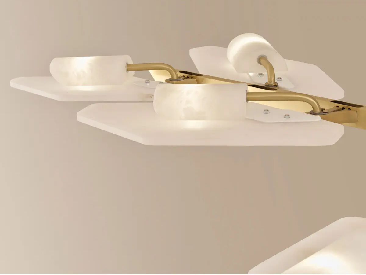 Светодиодный потолочный светильник ручной работы из металла и алебастра GASPARE ASARO LEAF ARCH-00023059 - Вид №5