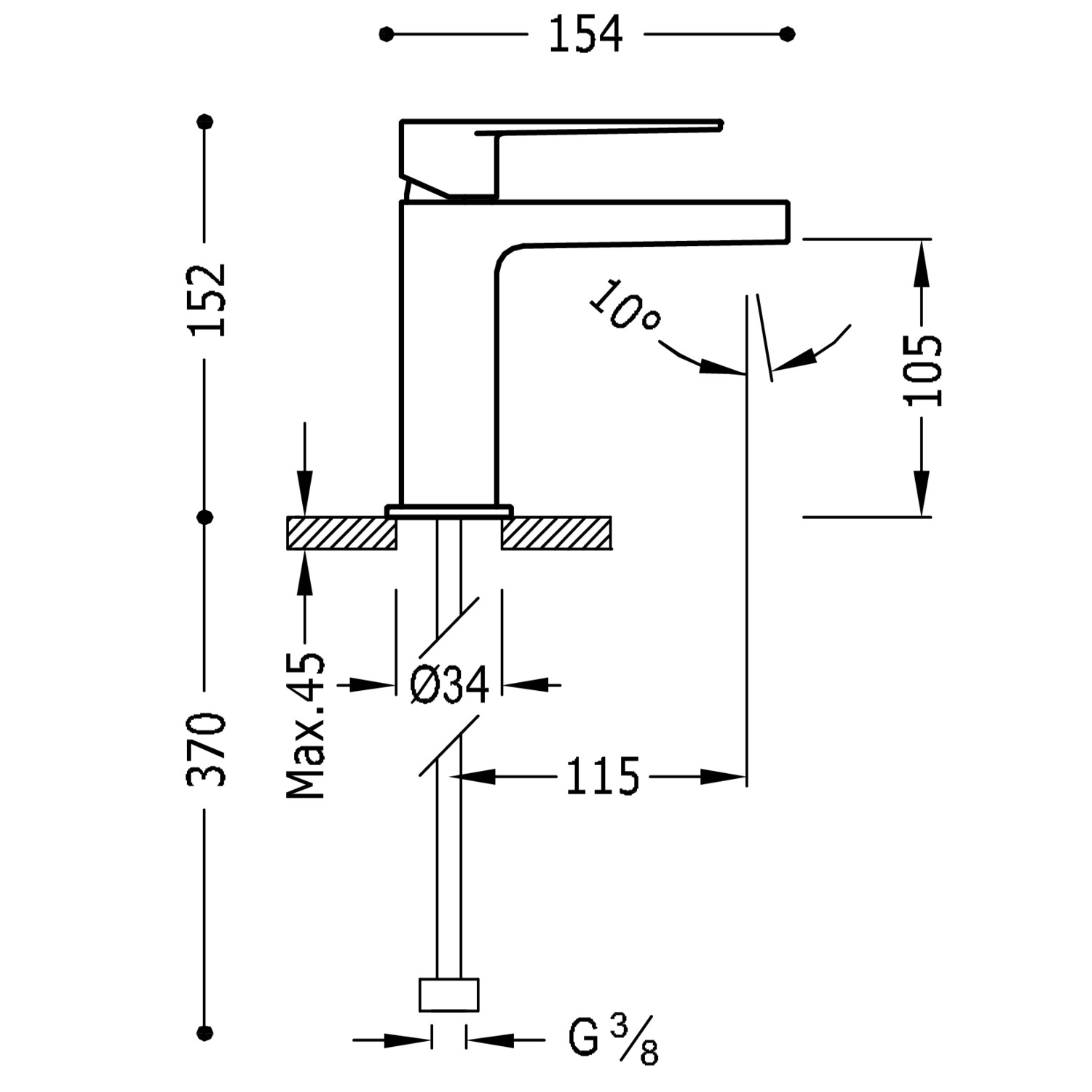 Смеситель для умывальника КЛАССА с одной ручкой -20510301 TRES  - Вид №1