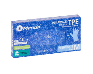 TRN507 Перчатки из эластомера TPE, синие, размер M, 100 шт. в упаковке Merida