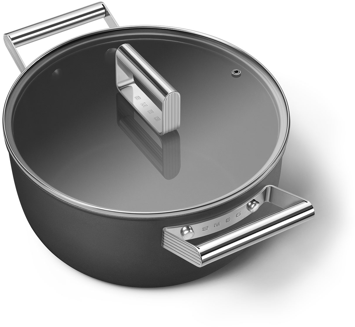 CKFC2411BLM Посуда / кастрюля с двумя ручками и крышкой 24 см, чёрная SMEG  - Вид №7