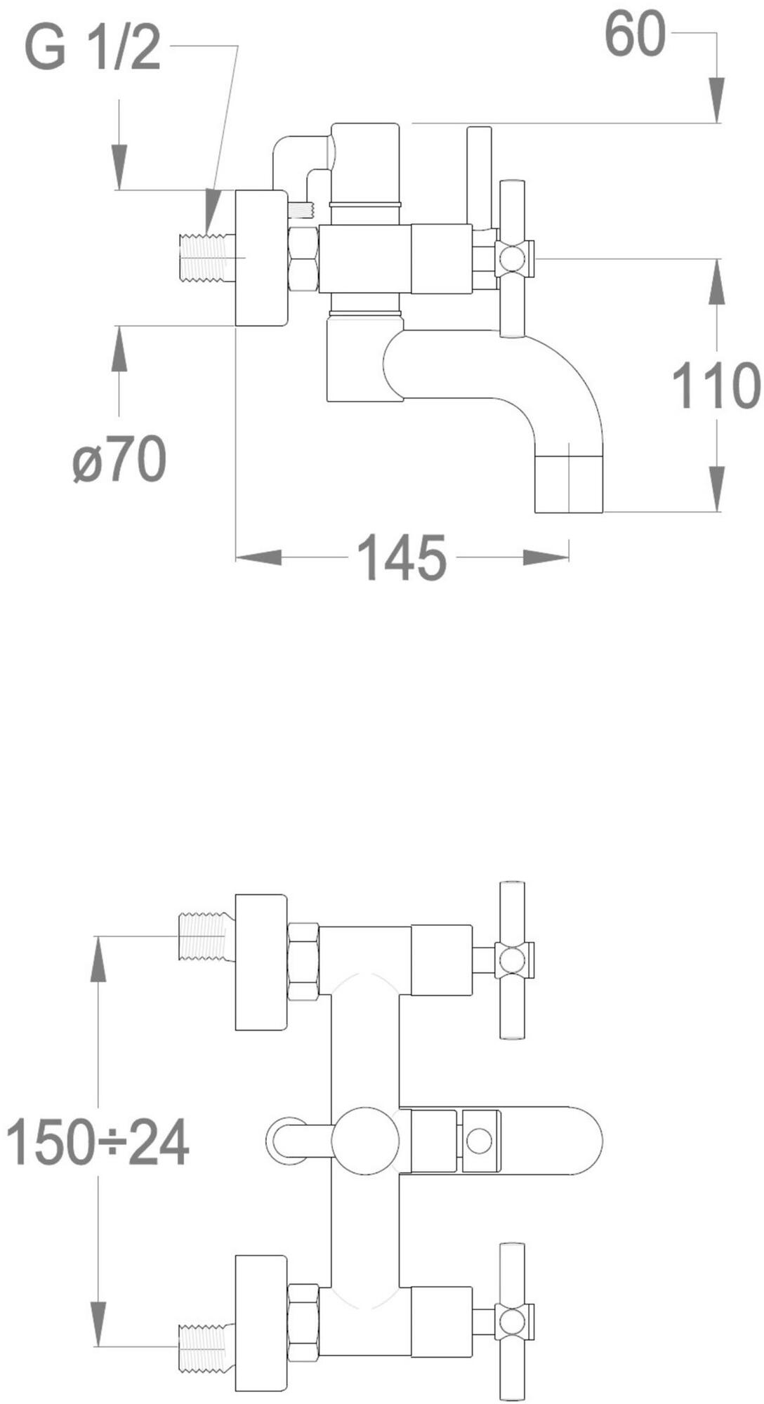 Fir Italia Смеситель для ванны наружный настенный из латуни Cora 35 sun-id-1406482 - Вид №1