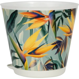 Горшок цветочный Ingreen Тропики ø12 h11 см v0.7 л пластик жёлтый/зелёный