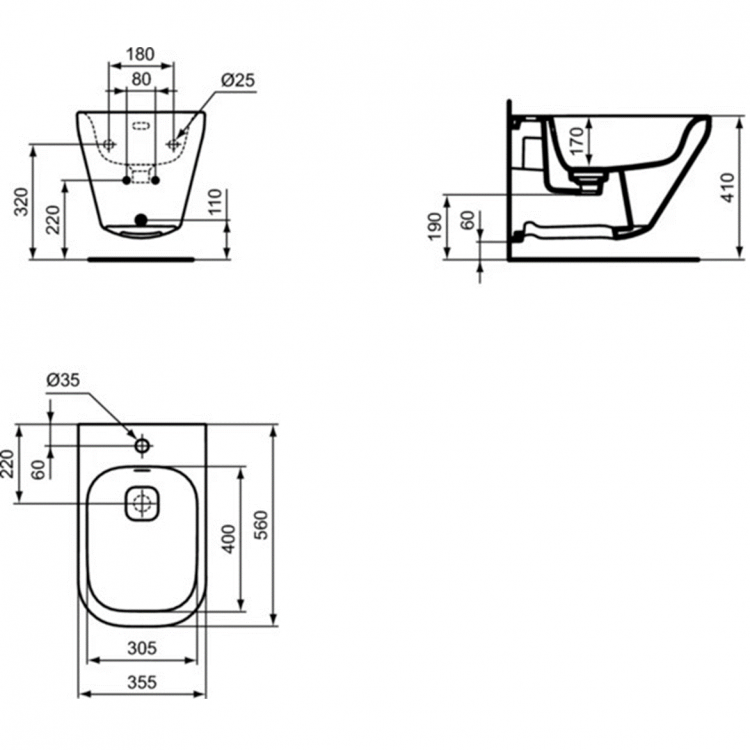 K523601 Подвесное биде Ideal Standard TONIC II - Вид №5