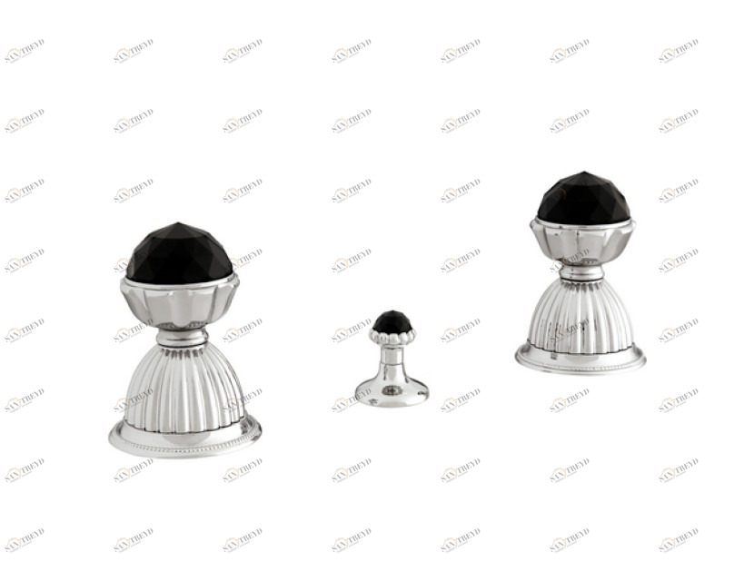 033222.N00.62 Биде с тремя отверстиями и черными кристаллами swarovski Сатин никель Mestre Artica