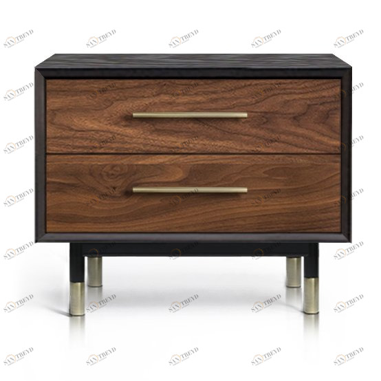 Тумбочка прикроватная с 2 ящиками американский орех Impala ACWD IMPALA 00-3981931 Коричневый;черный 