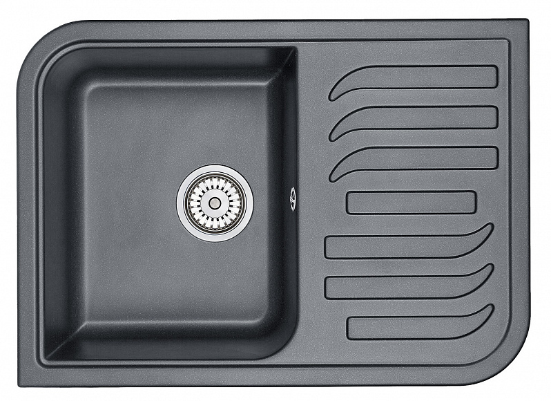 7001, ШВАРЦ (чёрный металлик), кухонная мойка, кварц
